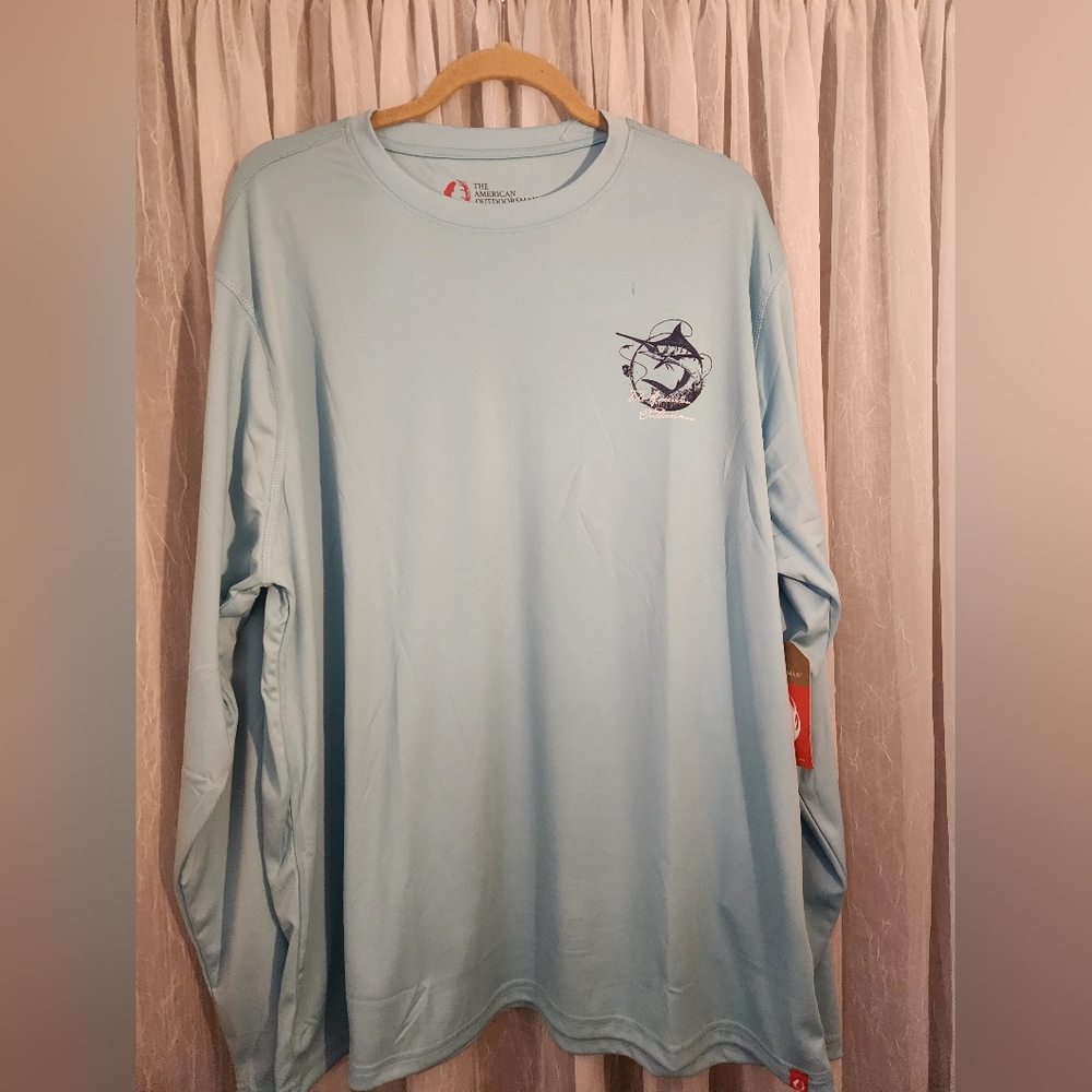 The American Outdoorman Light Blue Long Sleeve Men's Tee, Size XXL